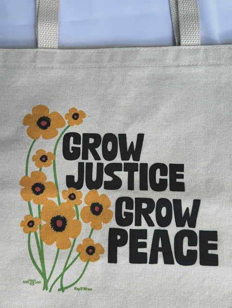 Grow Justice Grow Peace Large Tote