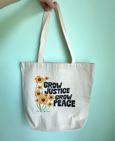 Grow Justice Grow Peace Large Tote
