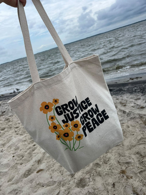 Grow Justice Grow Peace Large Tote